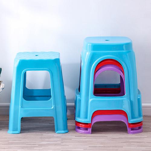 塑料高脚凳子客厅塑胶椅子家用圆凳餐桌多尺寸高板凳胶方椅子